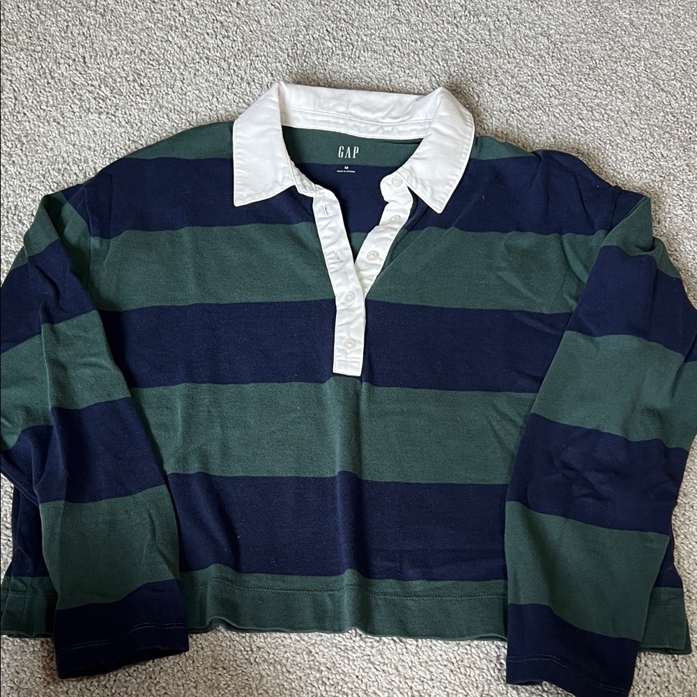 GAP Classic Navy and Green Rugby Top